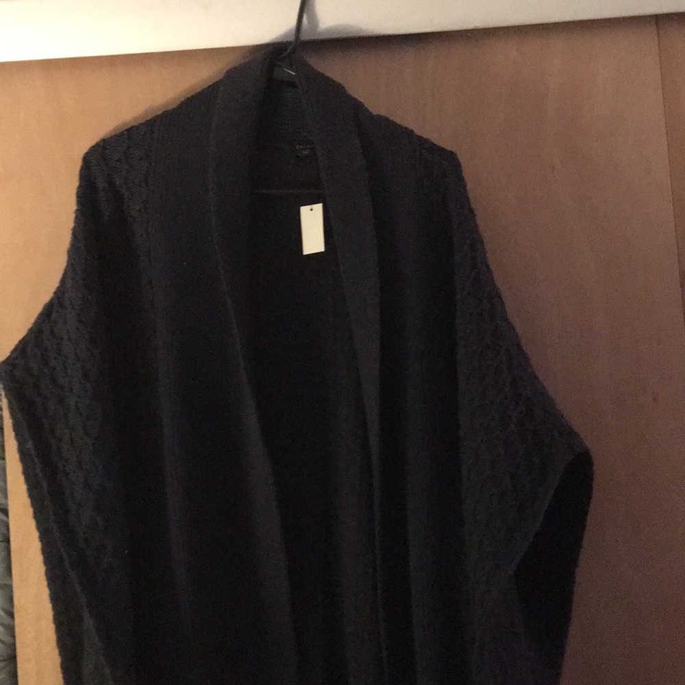 Darkblue wrap / Ruana open one button on side
